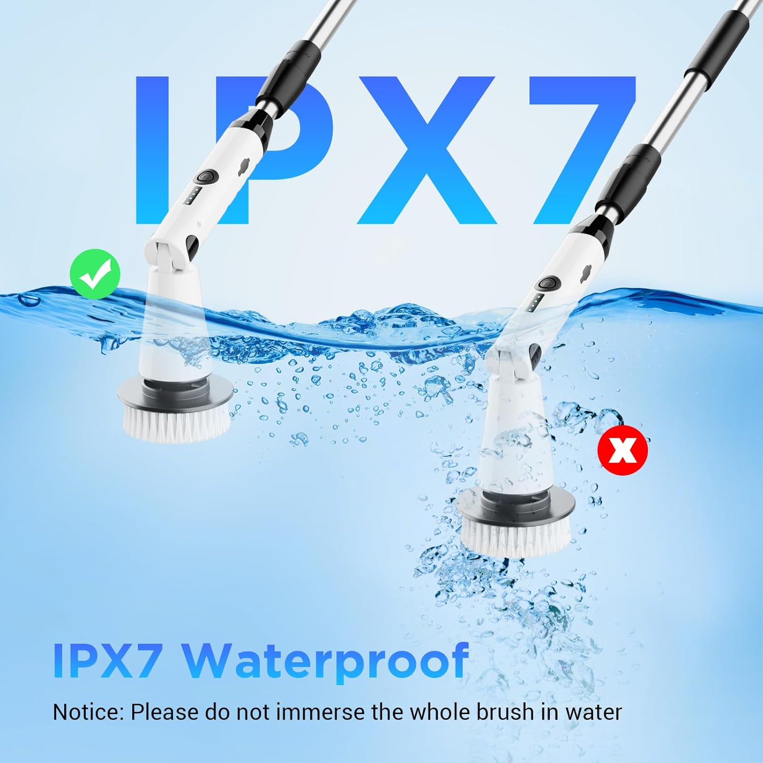 Electric Spin Scrubber, Bathroom Cleaner, Power Shower Cleaning Brush with Extendable Handle & 4 Brush Heads, Shower Scrubber for Bathtub Tile Grout Kitchen Window and Floor detail 15