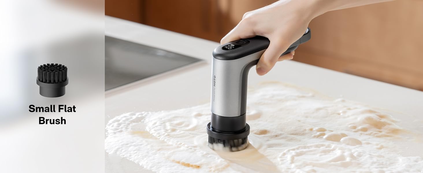HOTO Grip™ Cordless Electric Spin Scrubber, IPX7 Waterproof, Lightweight at 0.65 lb with 6 Brush Heads, Powerful Cleaning Scrubber, for Bathroom, Kitchen, Tile, Shower detail 2