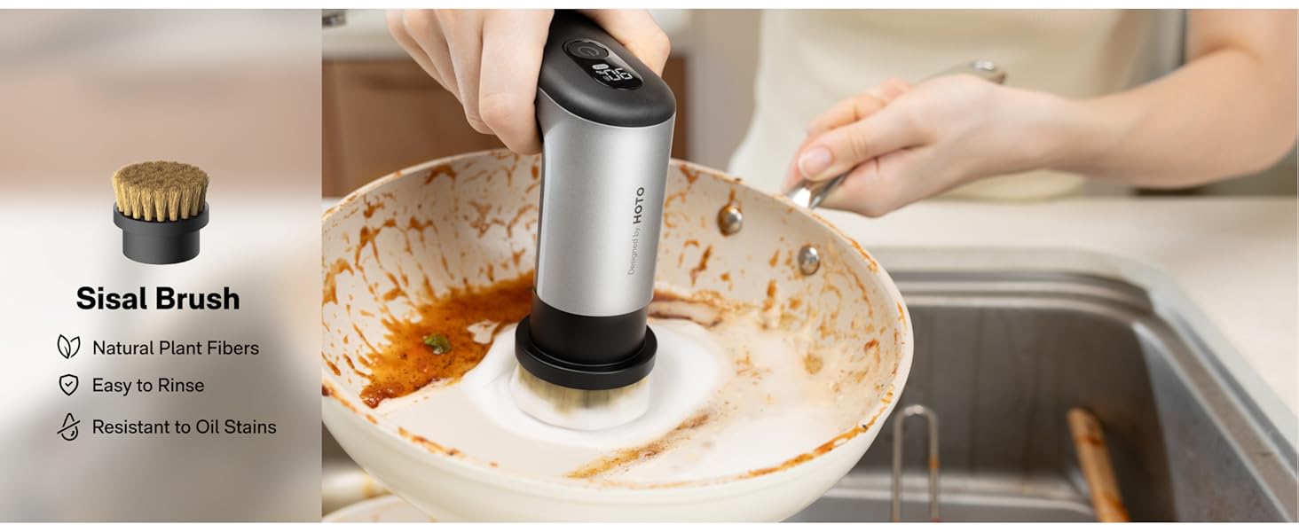 HOTO Grip™ Cordless Electric Spin Scrubber, IPX7 Waterproof, Lightweight at 0.65 lb with 6 Brush Heads, Powerful Cleaning Scrubber, for Bathroom, Kitchen, Tile, Shower detail 3