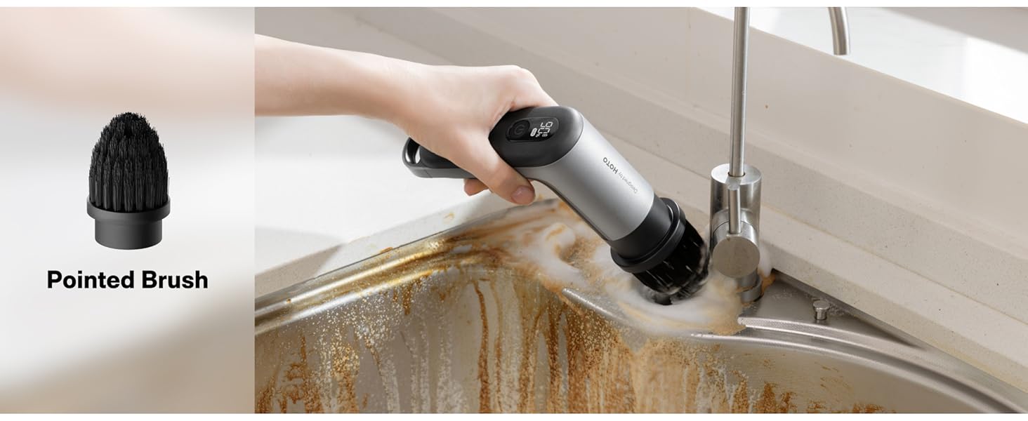 HOTO Grip™ Cordless Electric Spin Scrubber, IPX7 Waterproof, Lightweight at 0.65 lb with 6 Brush Heads, Powerful Cleaning Scrubber, for Bathroom, Kitchen, Tile, Shower detail 7
