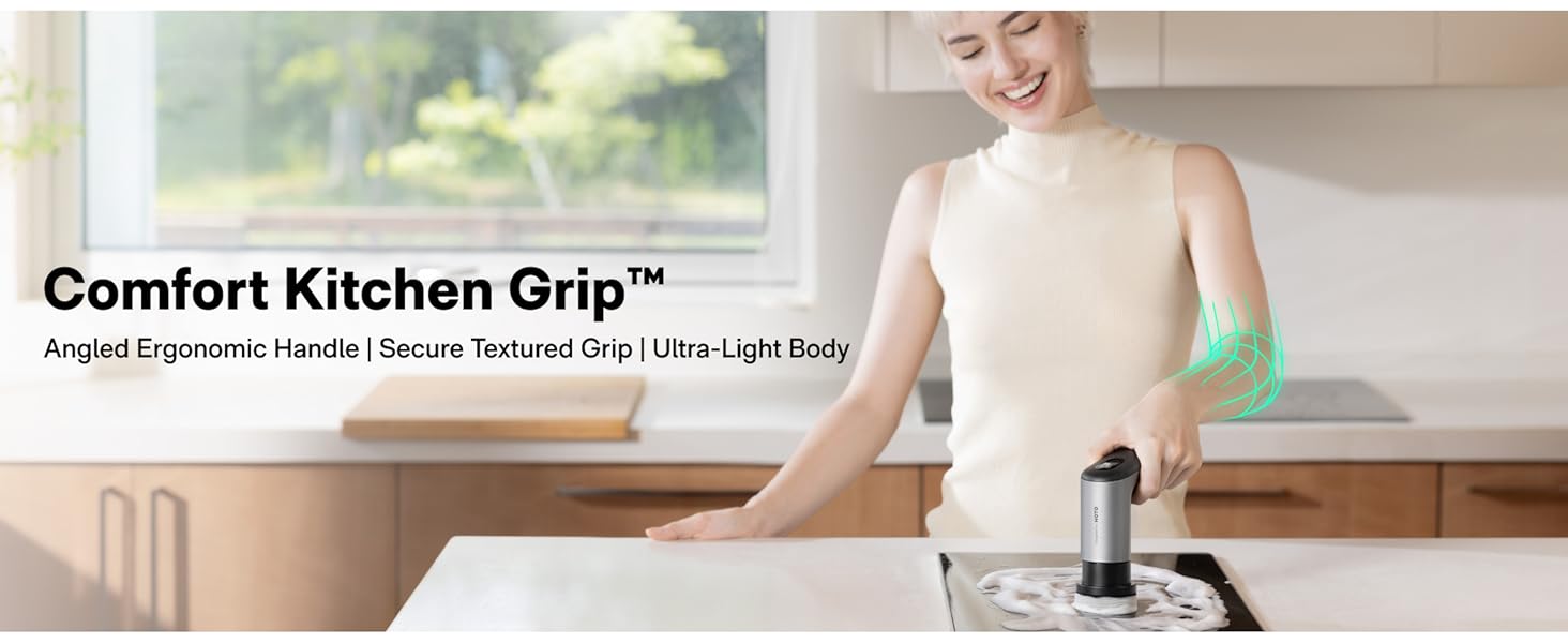 HOTO Grip™ Cordless Electric Spin Scrubber, IPX7 Waterproof, Lightweight at 0.65 lb with 6 Brush Heads, Powerful Cleaning Scrubber, for Bathroom, Kitchen, Tile, Shower detail 8