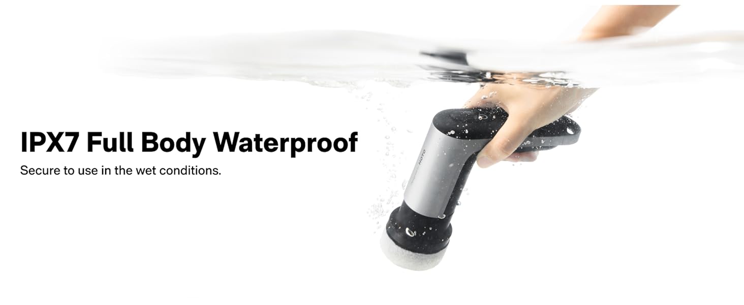 HOTO Grip™ Cordless Electric Spin Scrubber, IPX7 Waterproof, Lightweight at 0.65 lb with 6 Brush Heads, Powerful Cleaning Scrubber, for Bathroom, Kitchen, Tile, Shower detail 11