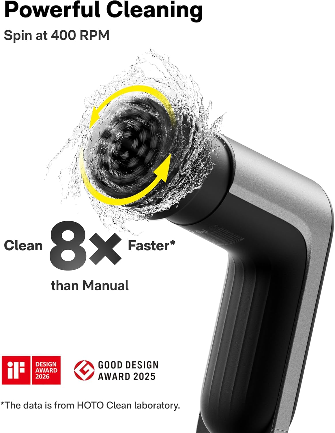 HOTO Grip™ Cordless Electric Spin Scrubber, IPX7 Waterproof, Lightweight at 0.65 lb with 6 Brush Heads, Powerful Cleaning Scrubber, for Bathroom, Kitchen, Tile, Shower detail 18