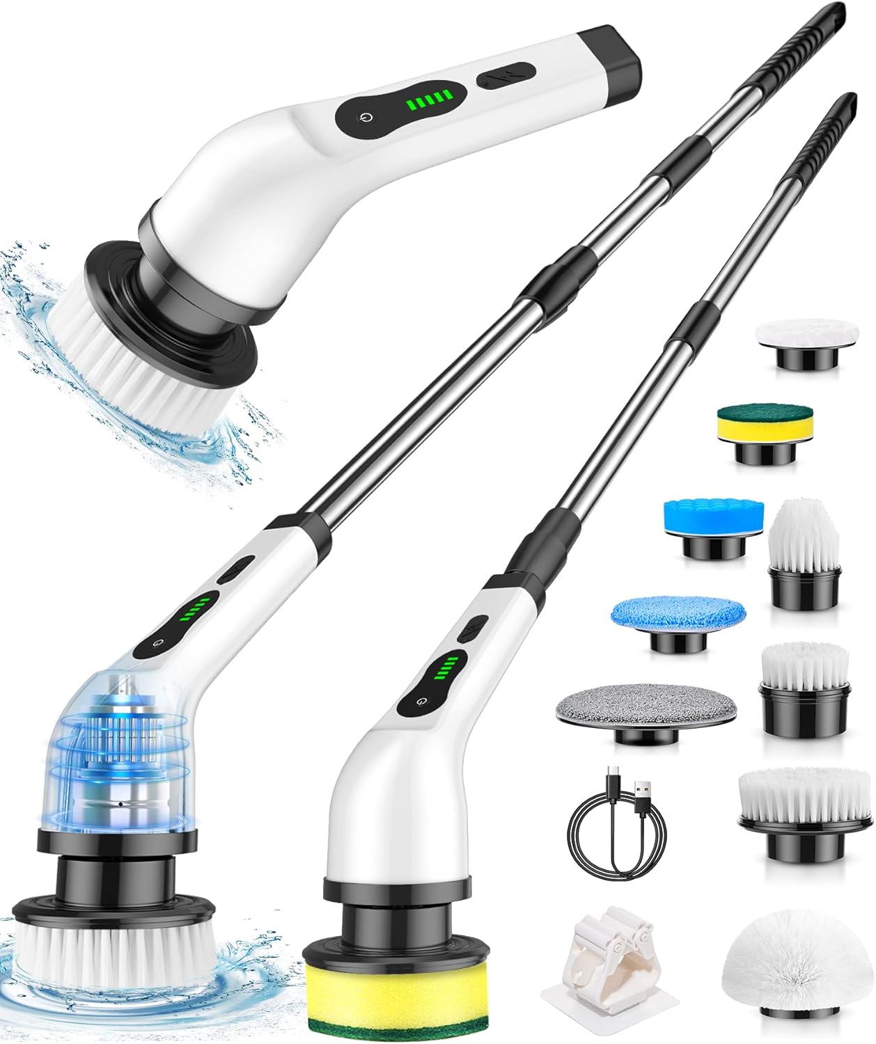 Electric Spin Scrubber, PX7 Waterproof for Floor Tub Tile Car, O-White. detail 15