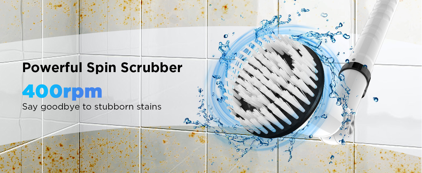 Electric Spin Scrubber, Upgraded Bathroom Cleaner, Power Shower Cleaning Brush with Extendable Handle & 4 Brush Heads, Dual Speed & USB-C Charging, Shower Scrubber for Bathtub, Tile, and Floor detail 3