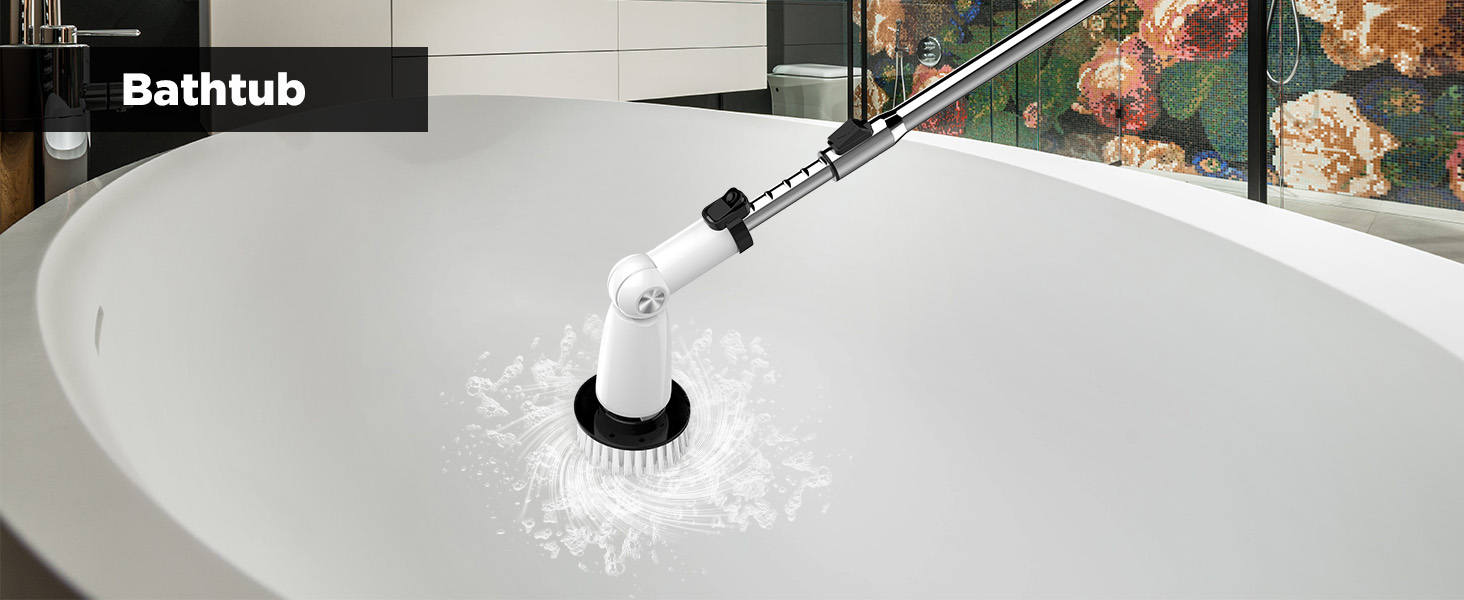 Electric Spin Scrubber, Upgraded Bathroom Cleaner, Power Shower Cleaning Brush with Extendable Handle & 4 Brush Heads, Dual Speed & USB-C Charging, Shower Scrubber for Bathtub, Tile, and Floor detail 7
