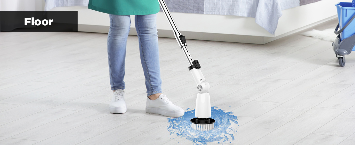 Electric Spin Scrubber, Upgraded Bathroom Cleaner, Power Shower Cleaning Brush with Extendable Handle & 4 Brush Heads, Dual Speed & USB-C Charging, Shower Scrubber for Bathtub, Tile, and Floor detail 9