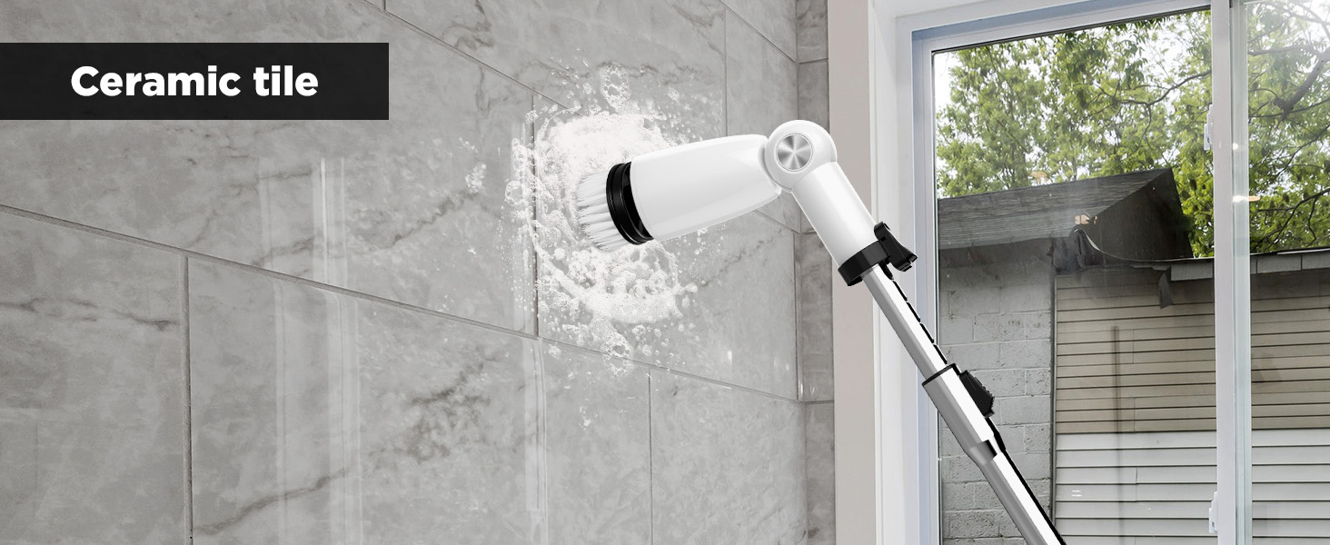 Electric Spin Scrubber, Upgraded Bathroom Cleaner, Power Shower Cleaning Brush with Extendable Handle & 4 Brush Heads, Dual Speed & USB-C Charging, Shower Scrubber for Bathtub, Tile, and Floor detail 11