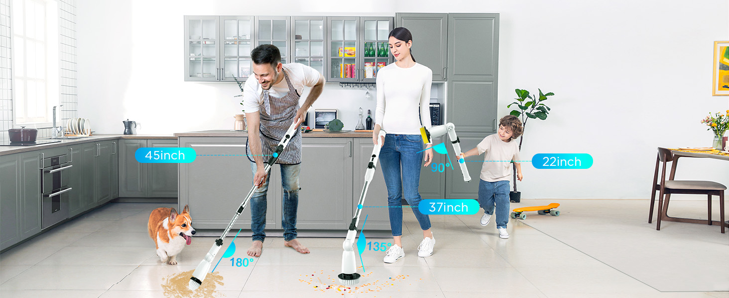 Electric Spin Scrubber, Upgraded Bathroom Cleaner, Power Shower Cleaning Brush with Extendable Handle & 4 Brush Heads, Dual Speed & USB-C Charging, Shower Scrubber for Bathtub, Tile, and Floor detail 12