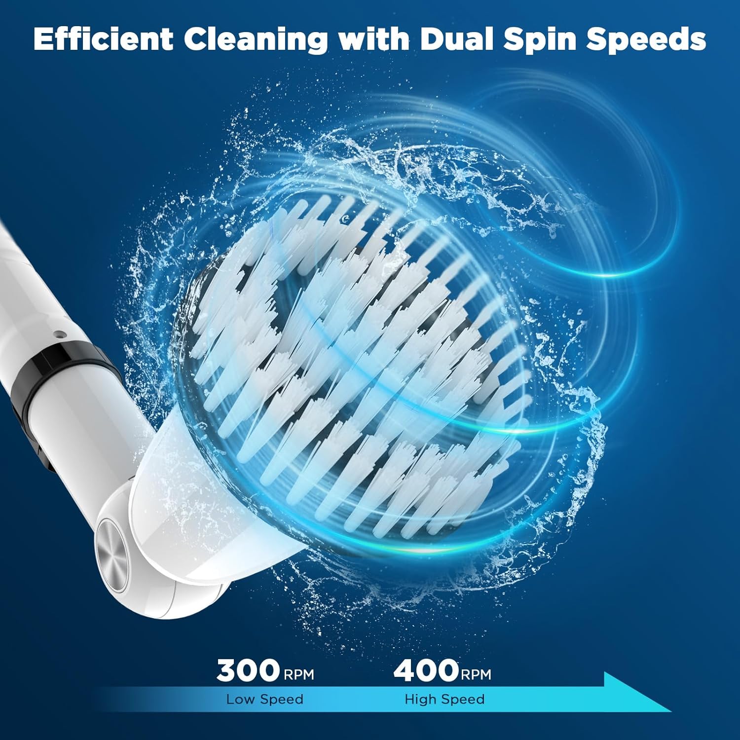 Electric Spin Scrubber, Upgraded Bathroom Cleaner, Power Shower Cleaning Brush with Extendable Handle & 4 Brush Heads, Dual Speed & USB-C Charging, Shower Scrubber for Bathtub, Tile, and Floor detail 15