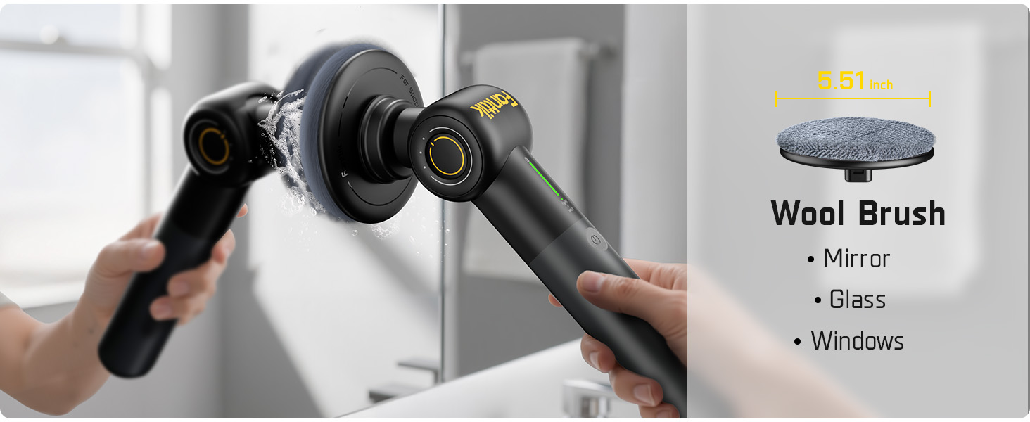 Fanttik Flip G9 Pro Electric Scrubber, VoltiPulse Motor, Dual-Speed Cleaner with 6 Brush Heads, Adjustable Angle & Extendable Handle, IPX7 Waterproof, Type-C Charge for Bathroom, Tile, Grout - Black detail 3