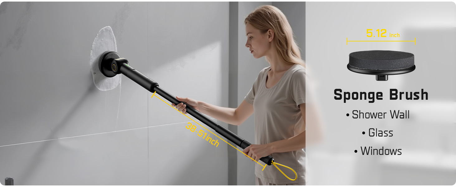 Fanttik Flip G9 Pro Electric Scrubber, VoltiPulse Motor, Dual-Speed Cleaner with 6 Brush Heads, Adjustable Angle & Extendable Handle, IPX7 Waterproof, Type-C Charge for Bathroom, Tile, Grout - Black detail 4
