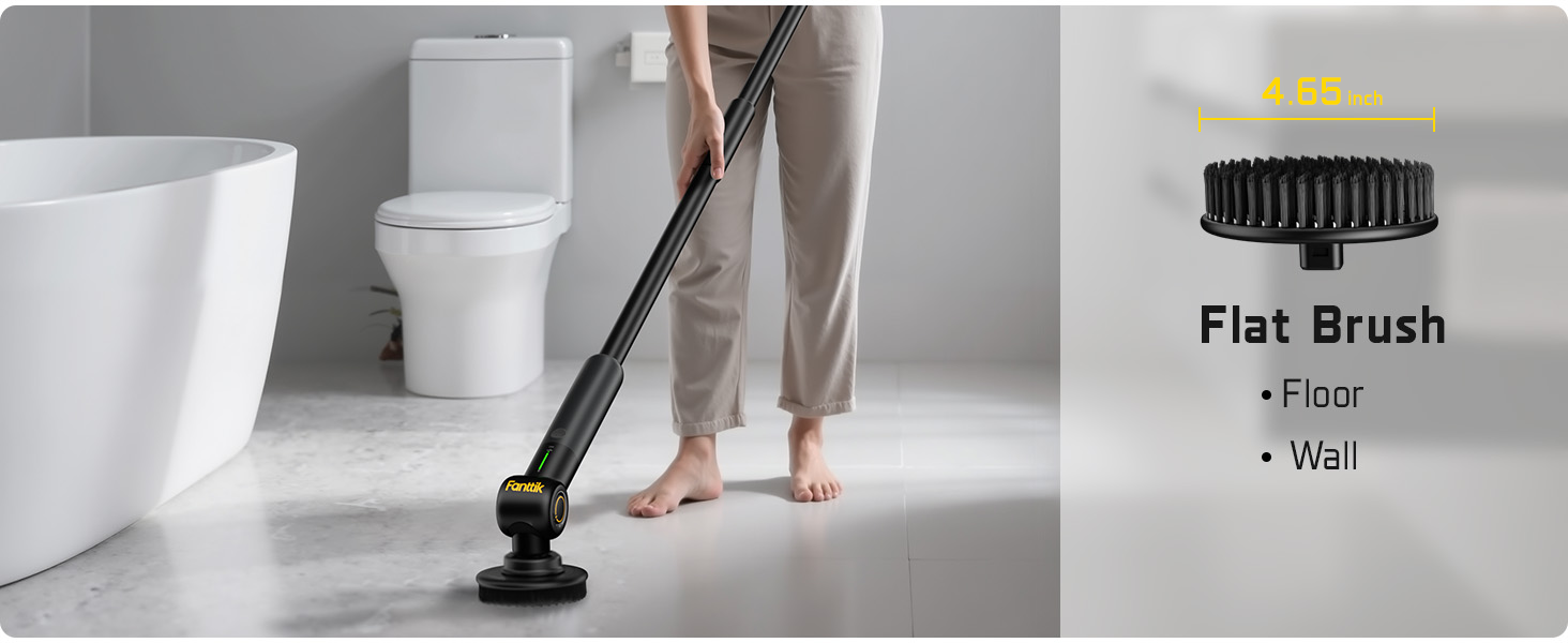 Fanttik Flip G9 Pro Electric Scrubber, VoltiPulse Motor, Dual-Speed Cleaner with 6 Brush Heads, Adjustable Angle & Extendable Handle, IPX7 Waterproof, Type-C Charge for Bathroom, Tile, Grout - Black detail 5
