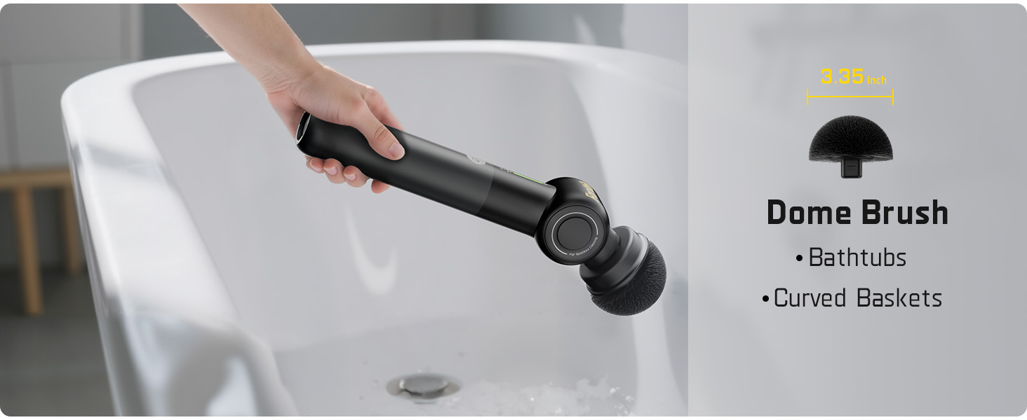Fanttik Flip G9 Pro Electric Scrubber, VoltiPulse Motor, Dual-Speed Cleaner with 6 Brush Heads, Adjustable Angle & Extendable Handle, IPX7 Waterproof, Type-C Charge for Bathroom, Tile, Grout - Black detail 6