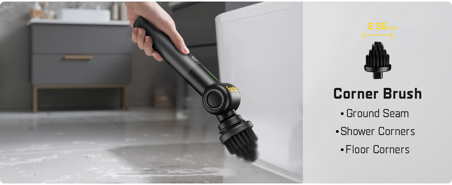 Fanttik Flip G9 Pro Electric Scrubber, VoltiPulse Motor, Dual-Speed Cleaner with 6 Brush Heads, Adjustable Angle & Extendable Handle, IPX7 Waterproof, Type-C Charge for Bathroom, Tile, Grout - Black detail 7