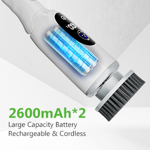 Electric Spin Scrubber, Cordless Cleaning Brush, 3H Work Time, Bathroom Scrubber with LED Display, 3-Speed Extendable Handle, IPX7 Waterproof, 8 Brush Heads for Shower, Tile, Tub, Floor, Toilet, Grout detail 2