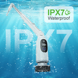 Electric Spin Scrubber, Cordless Cleaning Brush, 3H Work Time, Bathroom Scrubber with LED Display, 3-Speed Extendable Handle, IPX7 Waterproof, 8 Brush Heads for Shower, Tile, Tub, Floor, Toilet, Grout detail 3