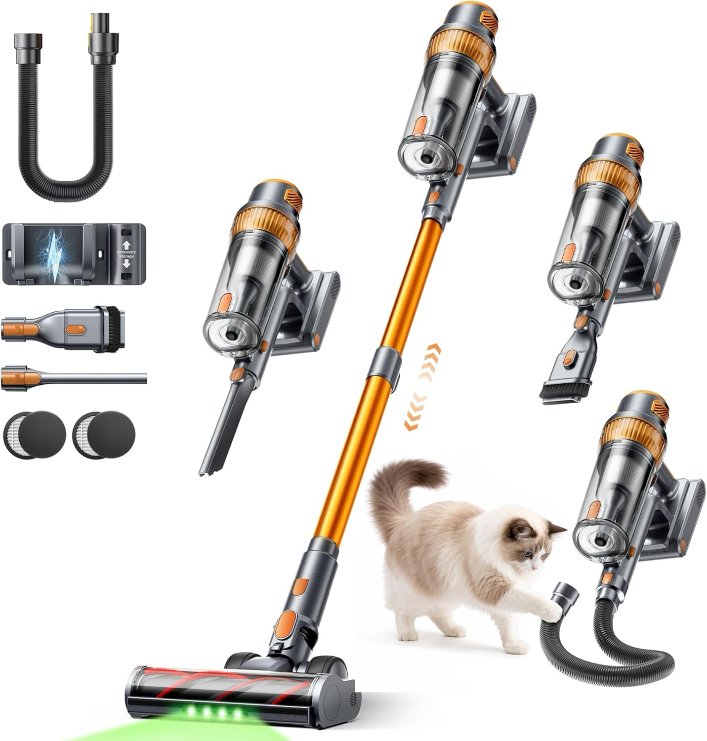 Cordless Vacuum Cleaner, 55KPa 650W 70Mins Stick Vacuum Cleaners for Home,