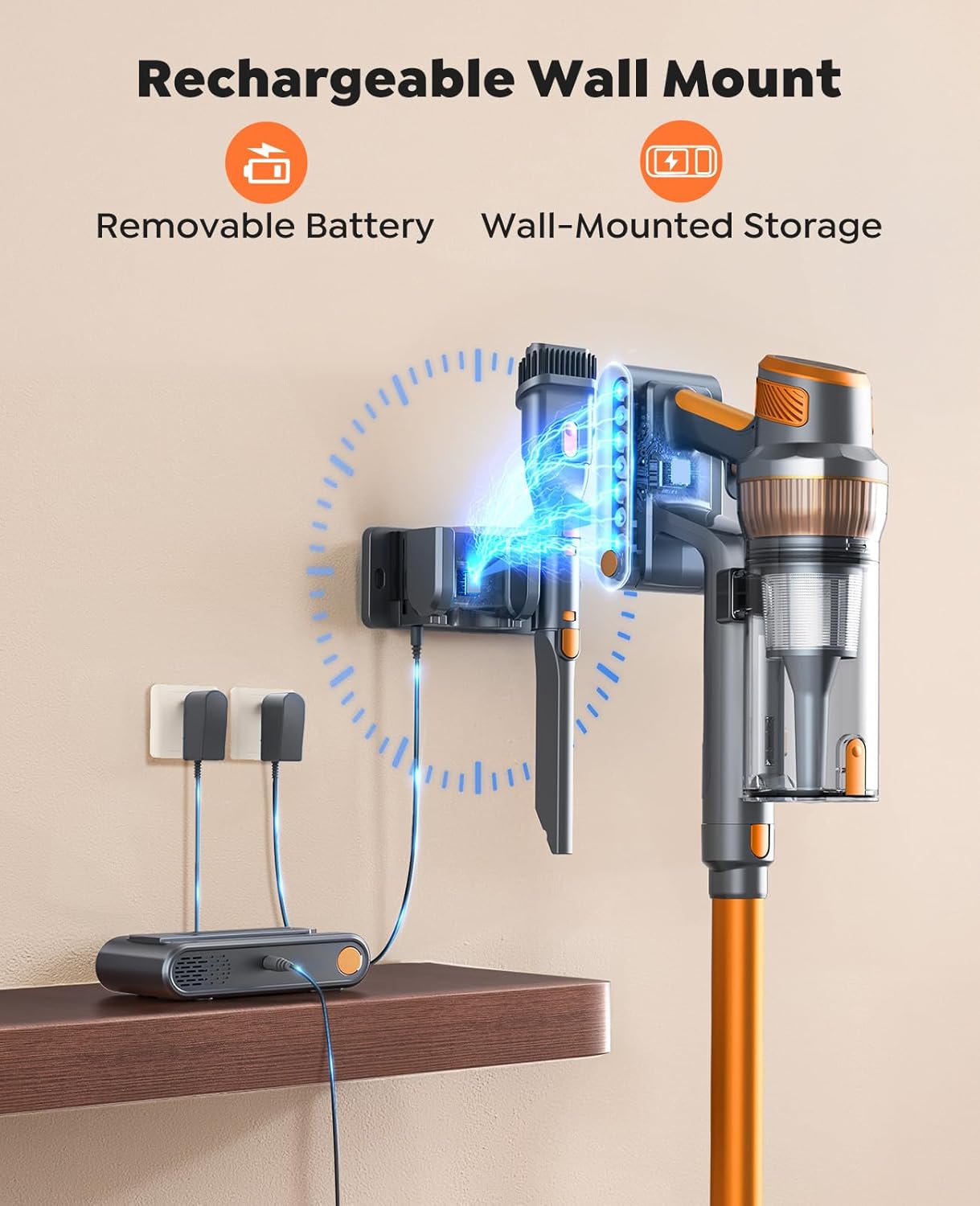 Cordless Vacuum Cleaner, 55KPa 650W 70Mins Stick Vacuum Cleaners for Home, - View 4