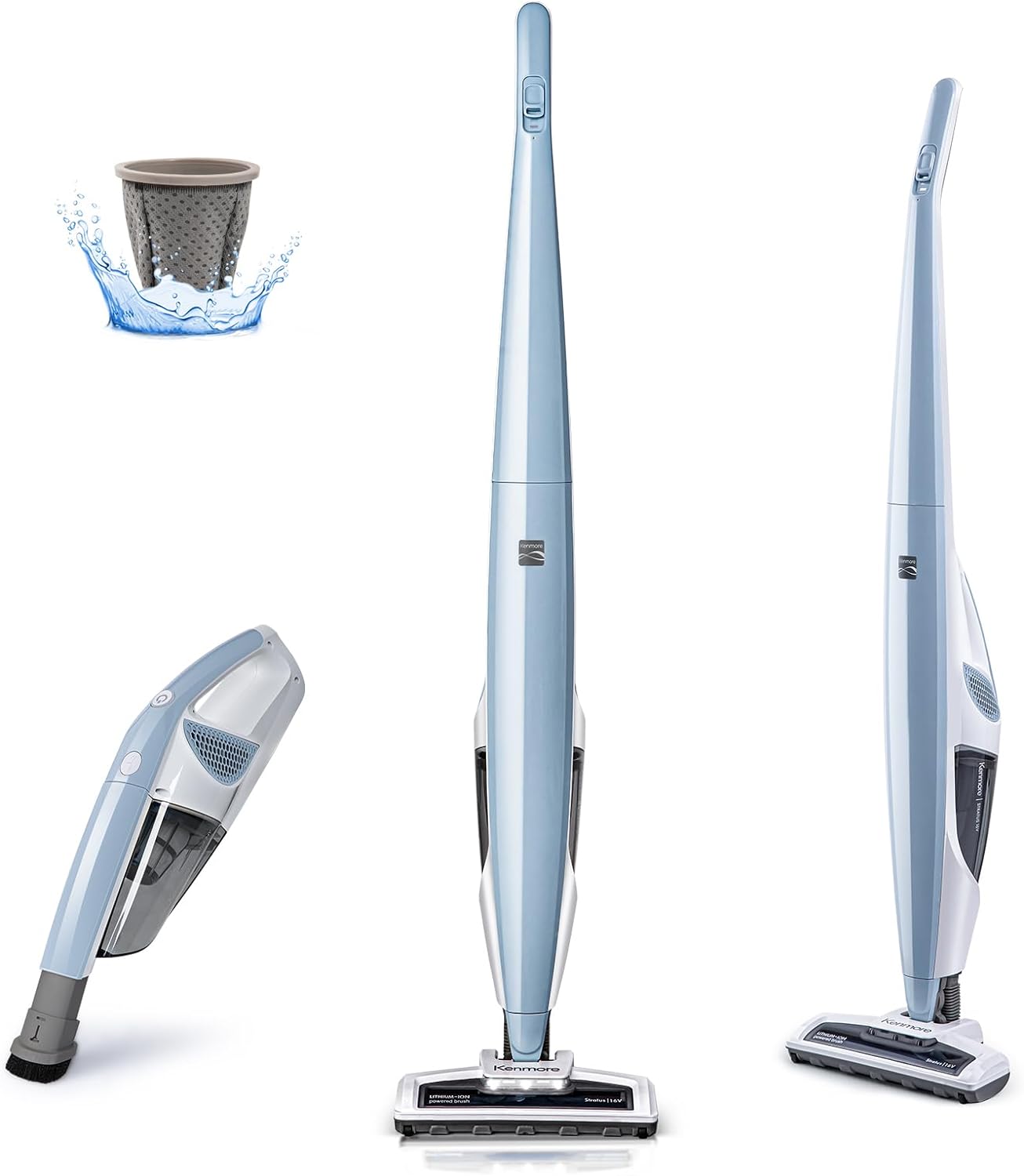 Kenmore DS1020 16V Cordless Stick Vacuum Lightweight 2-in-1 Handheld, LED