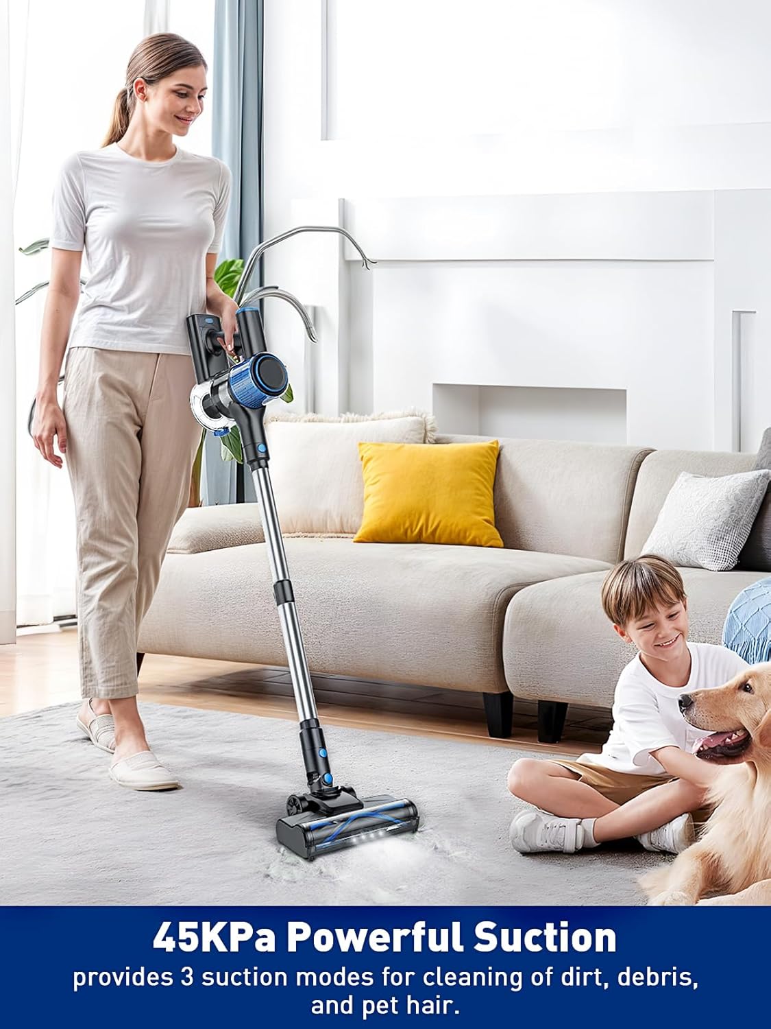 VOKENE Cordless Vacuum Cleaner, 8 in 1 Powerful Suction Lightweight Vacuum - View 2