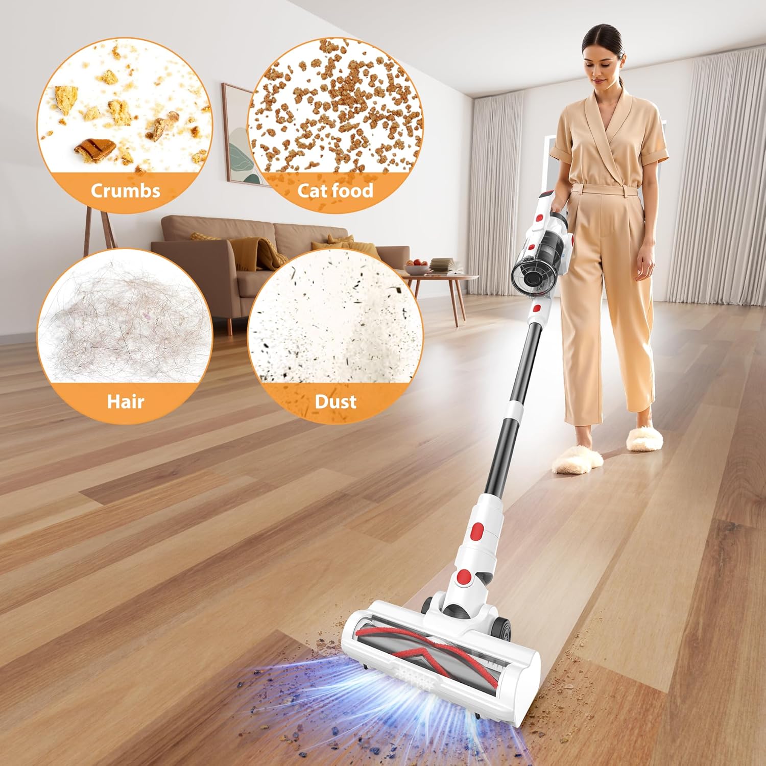 Tikom V750 Cordless Vacuum Cleaner for Home, 45000Pa/500W Stick Vacuum with LED - View 6