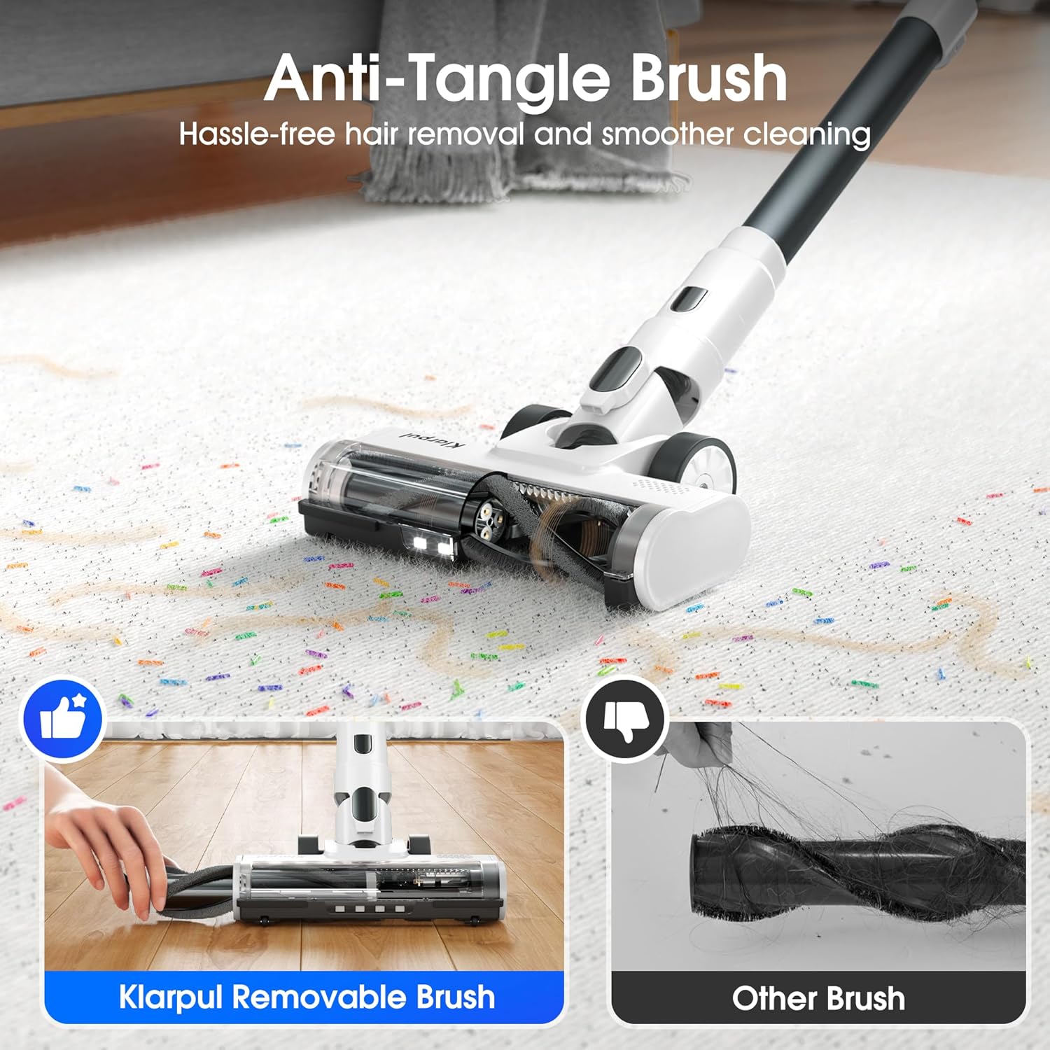 Klarpul Cordless Vacuum Cleaner, 2 Batteries 140 Mins Runtime 600W 50Kpa Stick - View 6