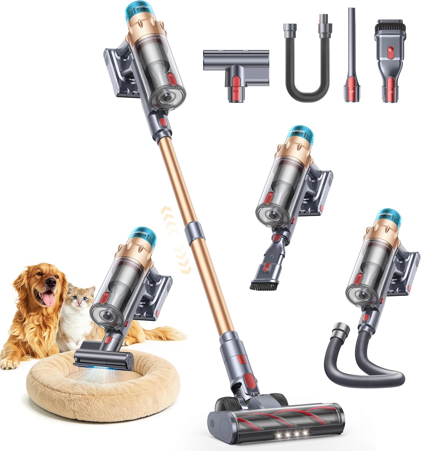 Cordless Vacuum Cleaner, 55KPA 650W 70Mins Stick Vacuum Cleaners for Home with