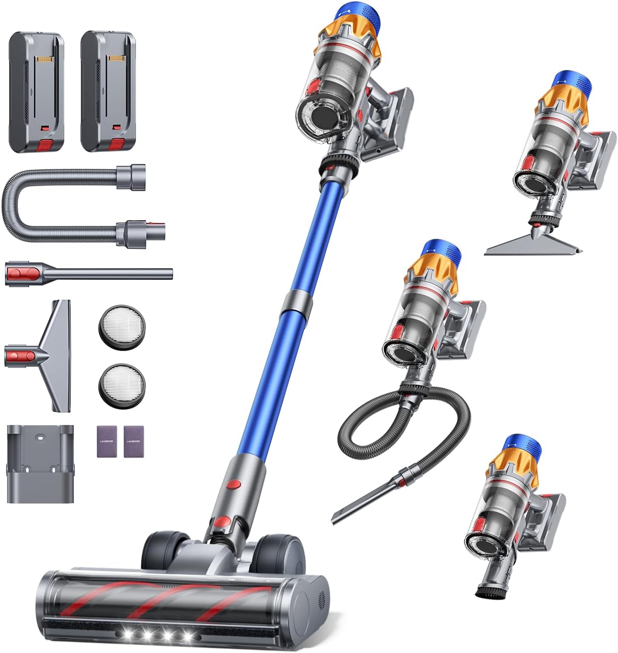 Cordless Vacuum Cleaner with 2 Batteries, 130 Mins/50KPa/600W Stick Vacuum