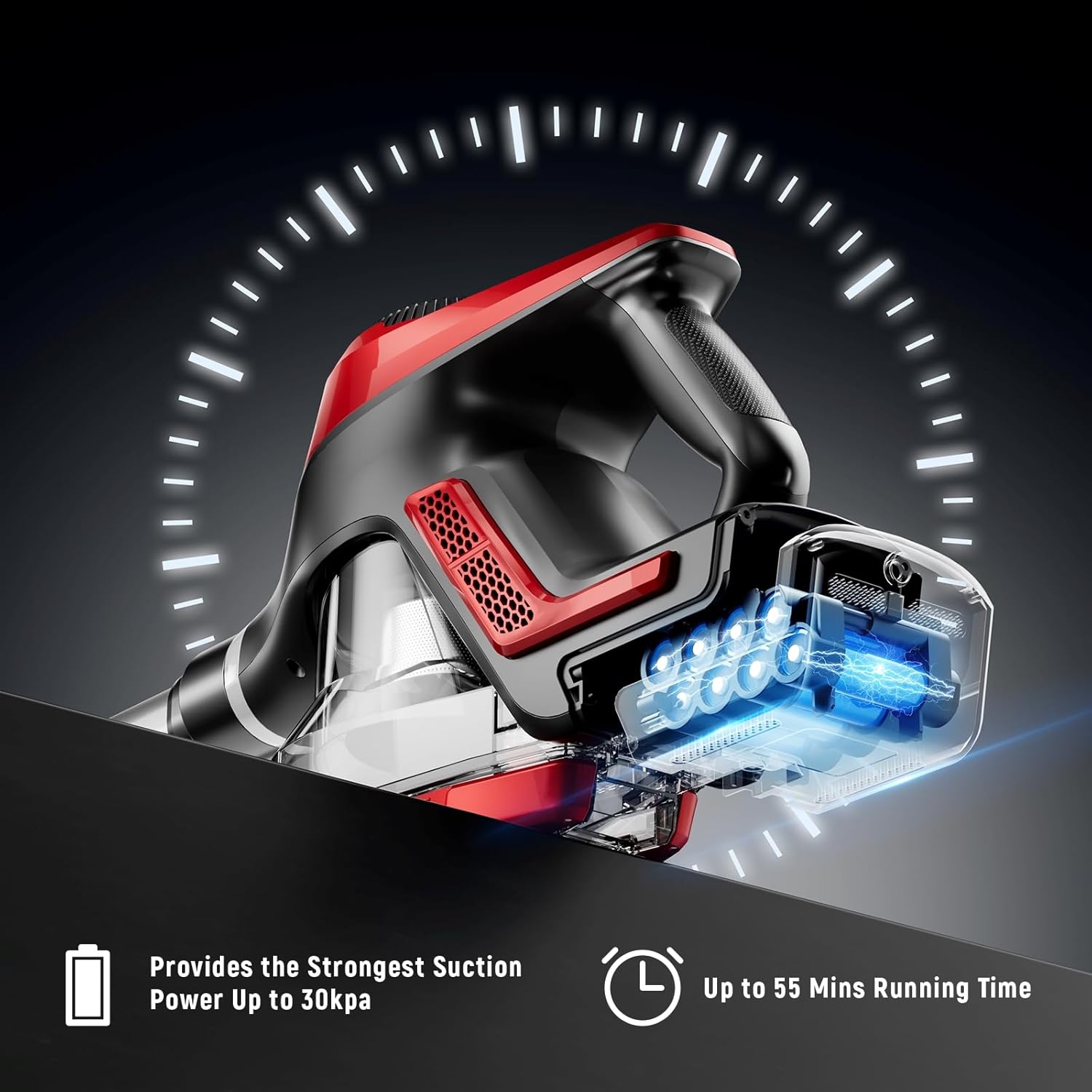 Cordless Vacuum Cleaner for Home, Stick Vacuum 45Kpa, Smart Display & 1.5L Dust - View 6