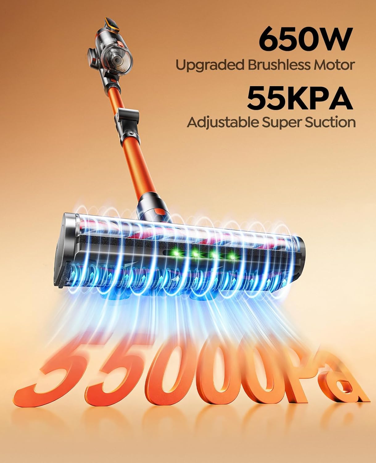 Cordless Vacuum Cleaner, 650W/55Kpa/70Mins Stick Vacuum Cleaners for Home with - View 2