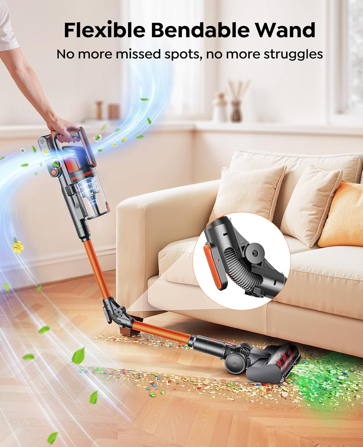 Cordless Vacuum Cleaner, 650W/55Kpa/70Mins Stick Vacuum Cleaners for Home with - View 4