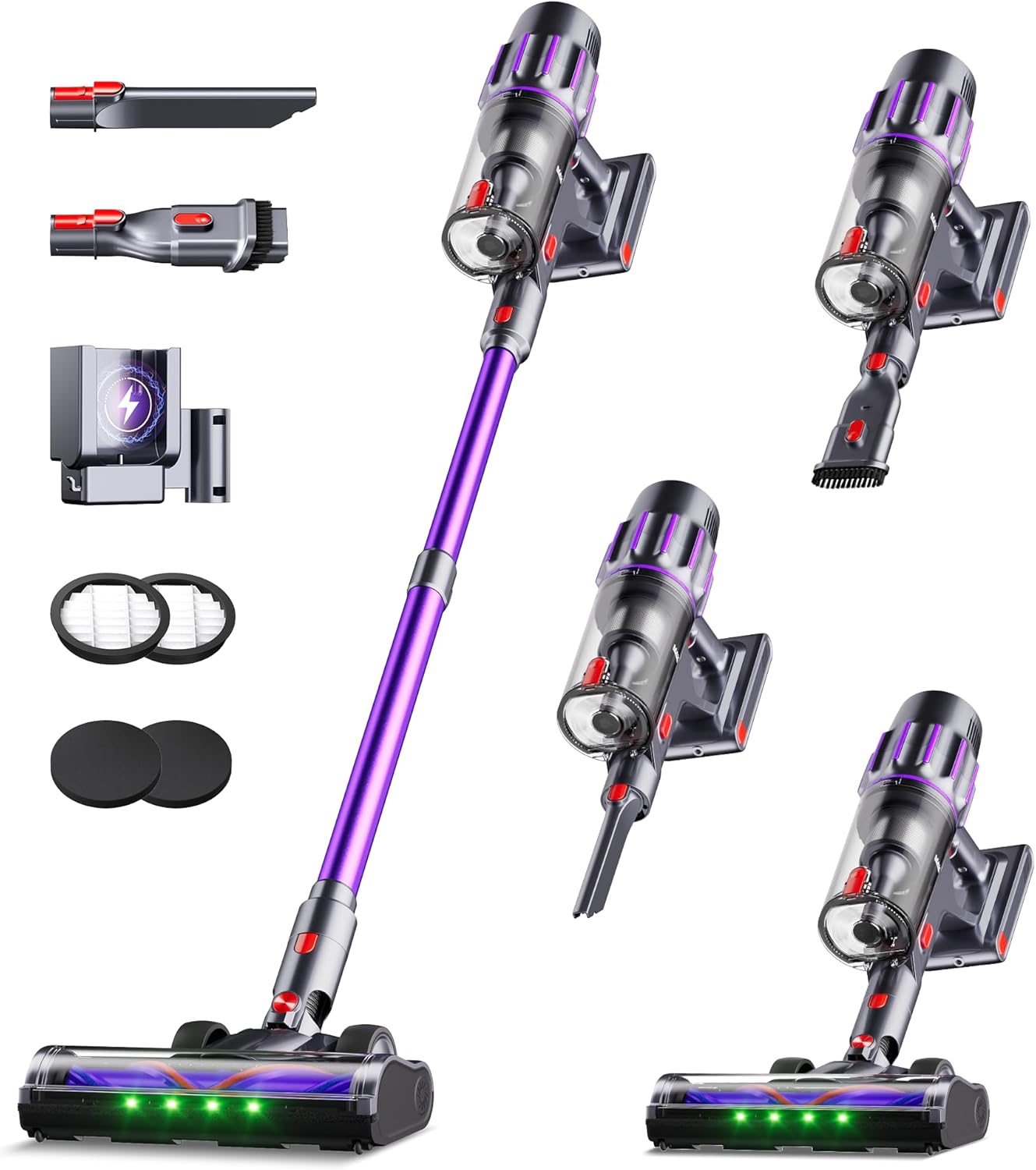 Cordless Vacuum Cleaner,650W 55KPA 80Mins Cordless Stick Vacuum with Smart
