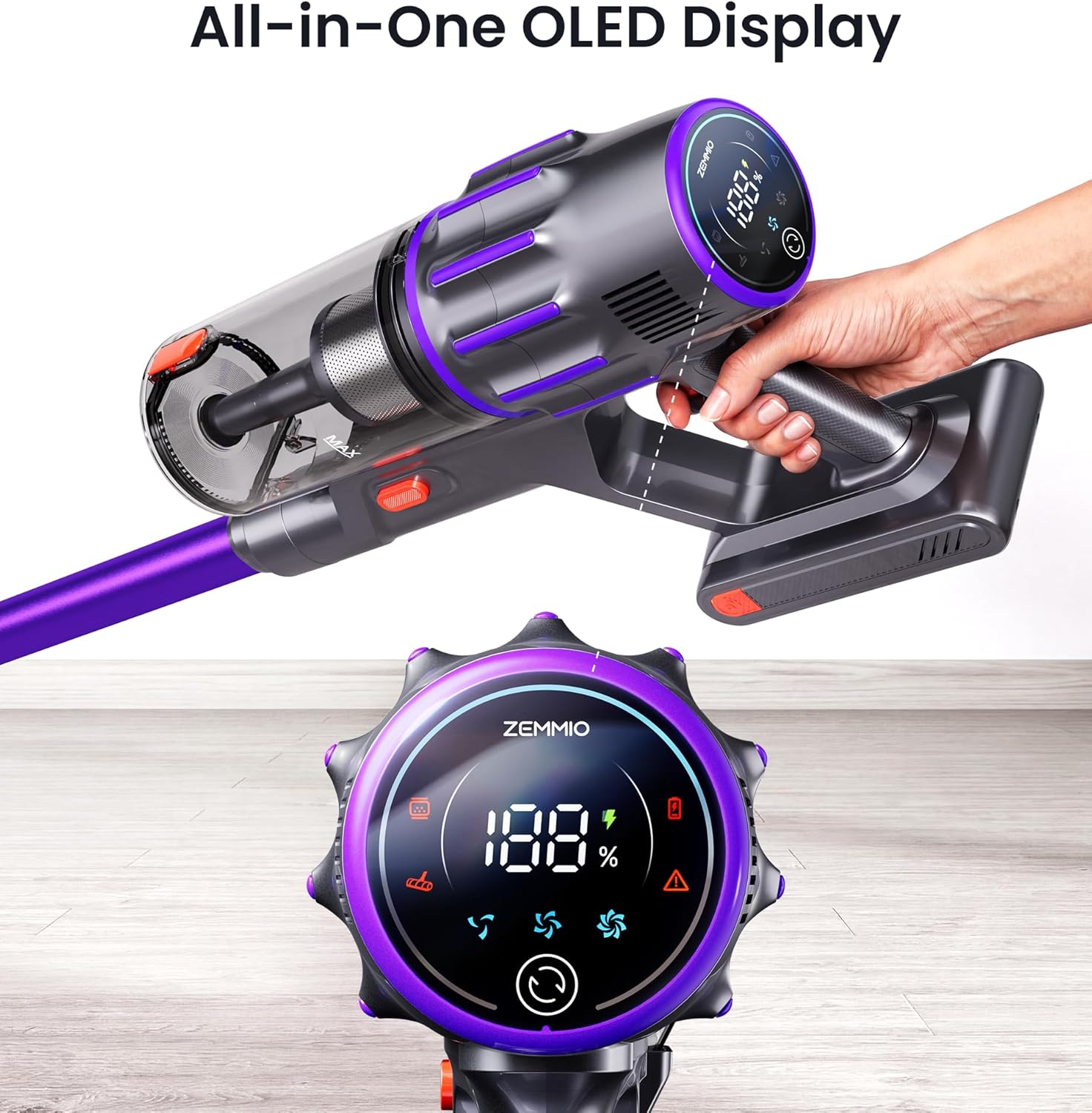 Cordless Vacuum Cleaner,650W 55KPA 80Mins Cordless Stick Vacuum with Smart - View 5