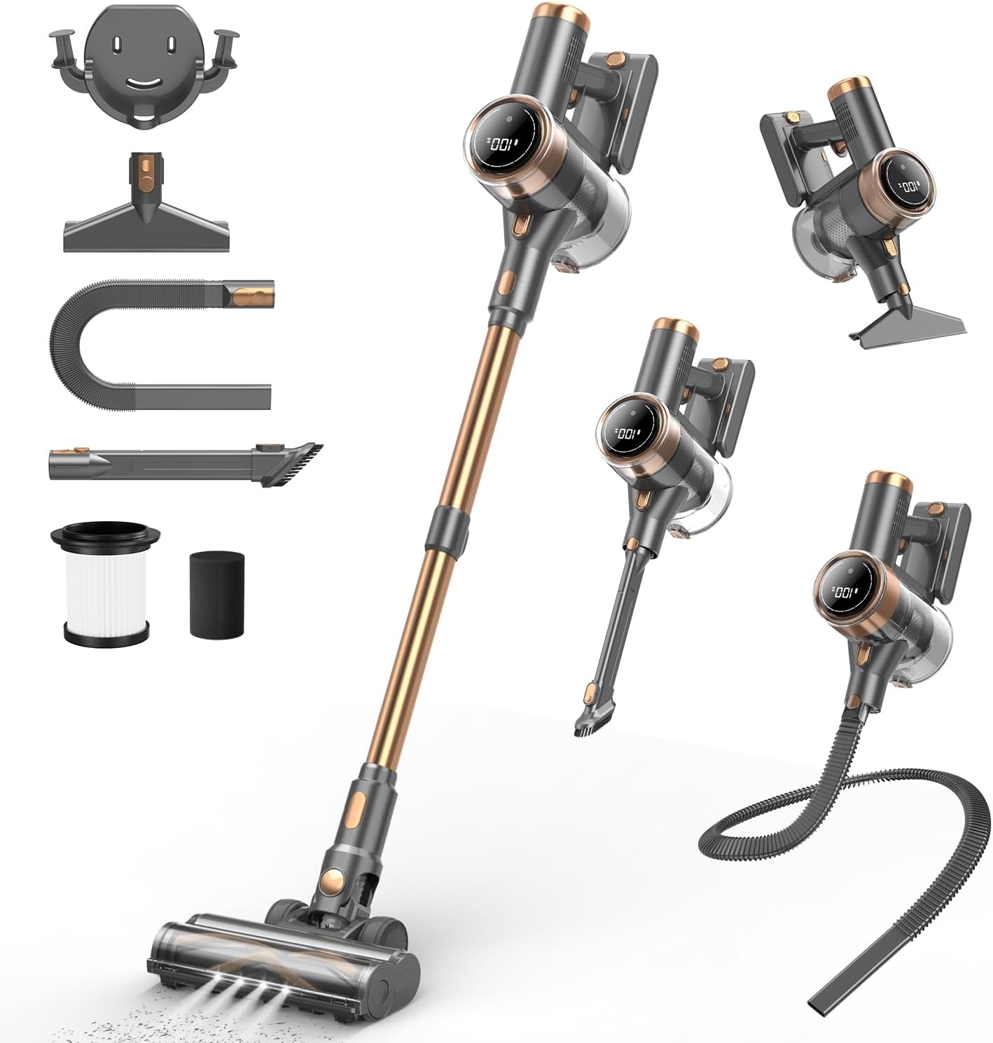 Cordless Vacuum Cleaner, 10-in-1 Lightweight Stick Vacuum with 45mins Runtime,