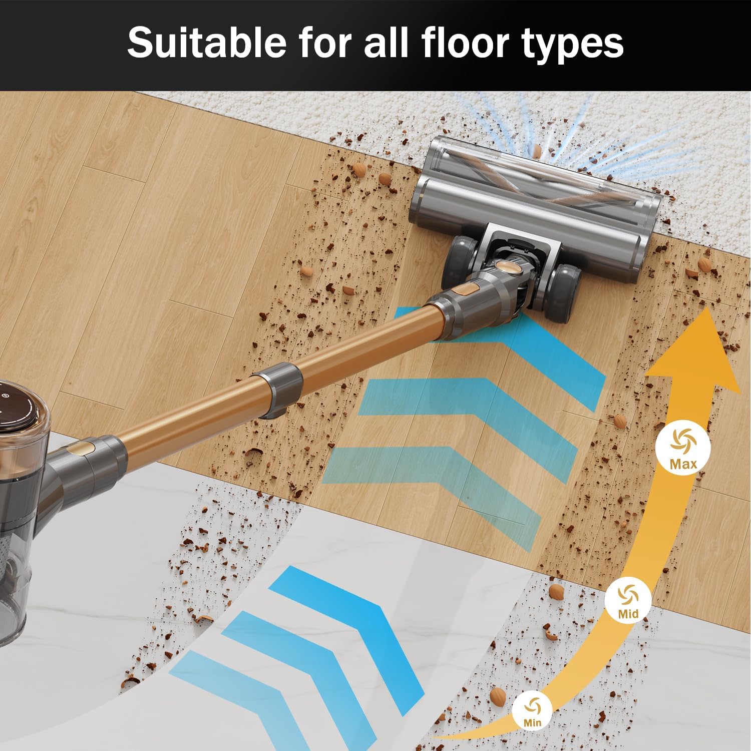 Cordless Vacuum Cleaner, 10-in-1 Lightweight Stick Vacuum with 45mins Runtime, - View 4