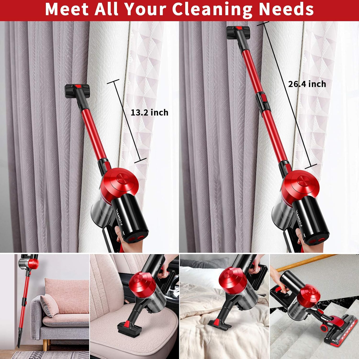 iwoly C150 Cordless Vacuum Cleaner Rechargeable with 2200mAh Detachable - View 2