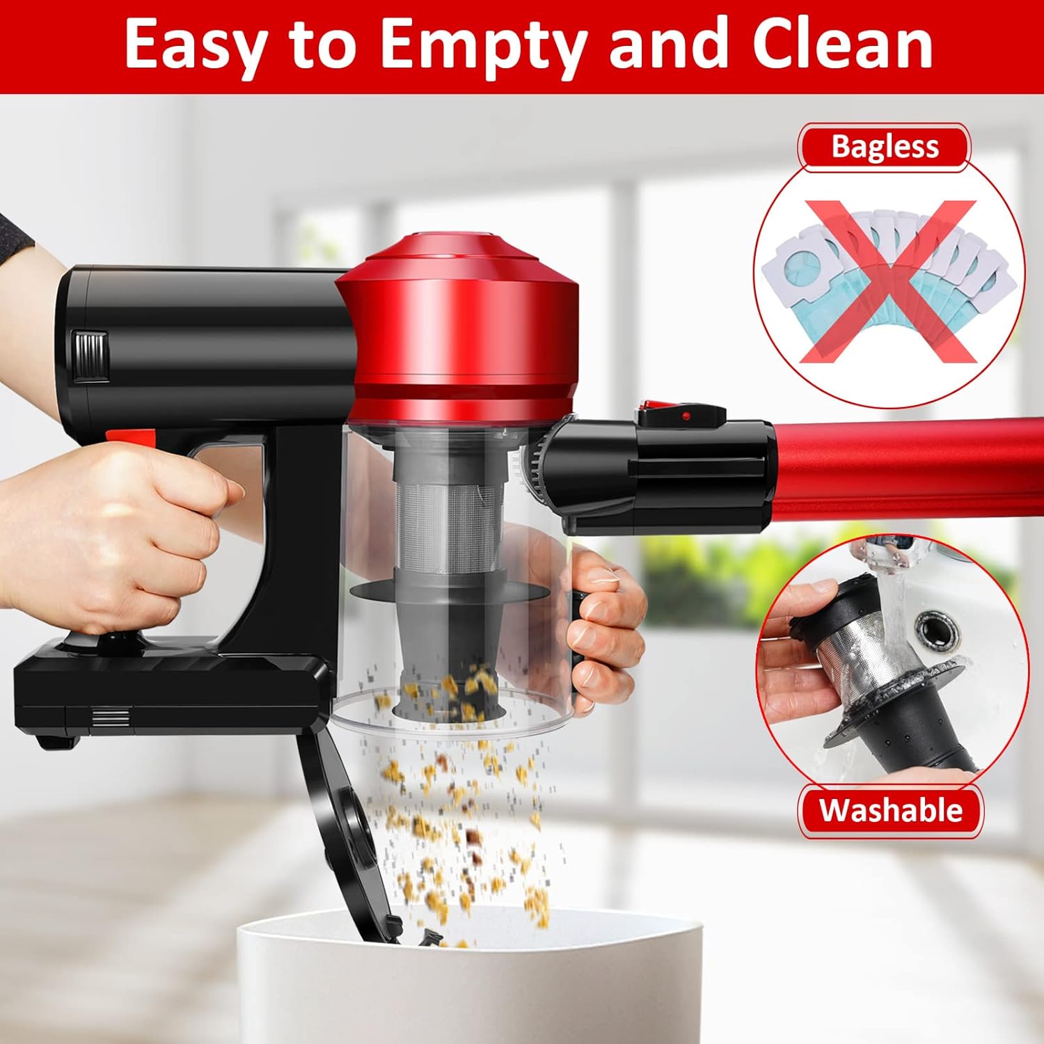 iwoly C150 Cordless Vacuum Cleaner Rechargeable with 2200mAh Detachable - View 5