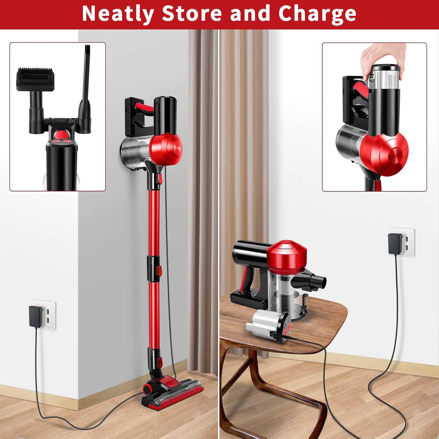 iwoly C150 Cordless Vacuum Cleaner Rechargeable with 2200mAh Detachable - View 6