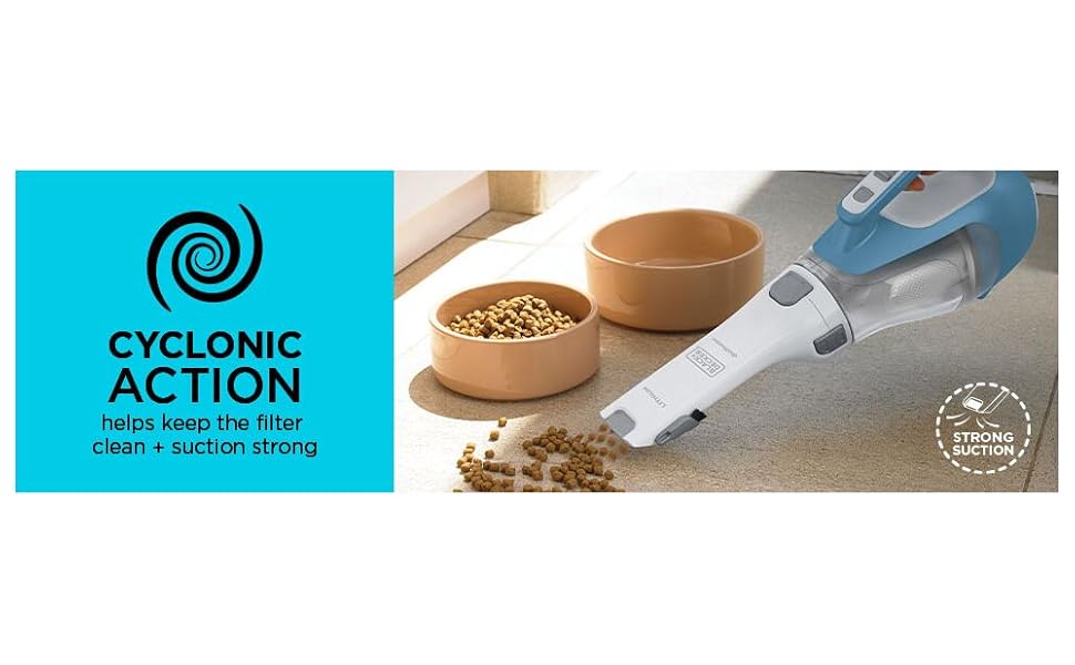 BLACK+DECKER dustbuster AdvancedClean Handheld Vacuum Cordless, Compact Home and Car Vacuum with Crevice Tool, Rotating Nozzle and Charging Station, Large Dust Bowl (CHV1410L) detail 4
