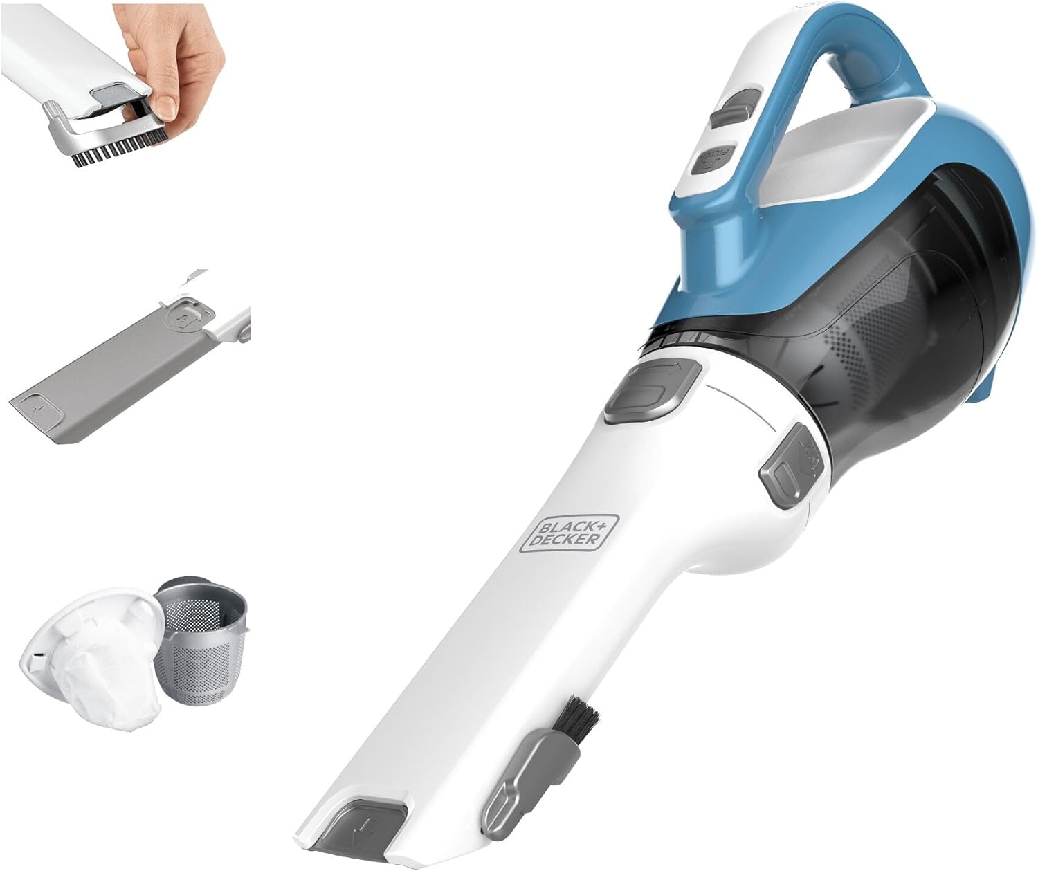 BLACK+DECKER dustbuster AdvancedClean Handheld Vacuum Cordless, Compact Home and Car Vacuum with Crevice Tool, Rotating Nozzle and Charging Station, Large Dust Bowl (CHV1410L) detail 6