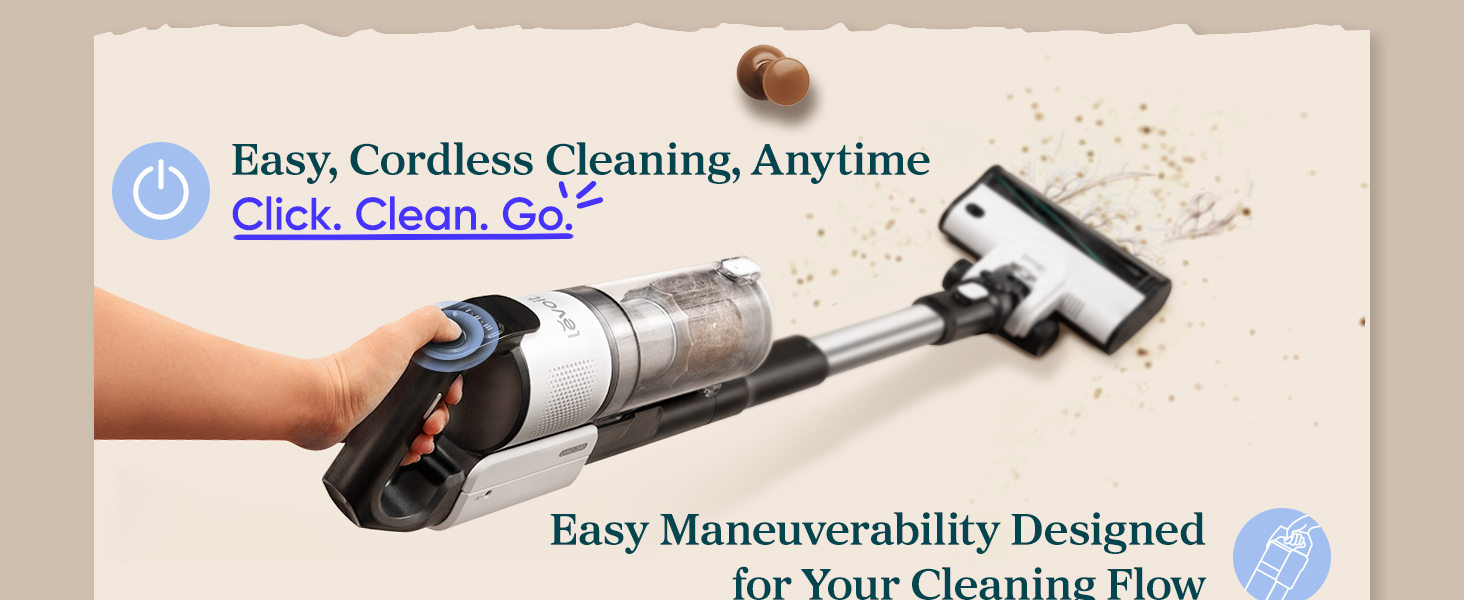 LEVOIT Cordless Vacuum Cleaner, Stick Vac with Tangle-Resistant Design, Up to 50 Minutes, Powerful Suction, Rechargeable, Lightweight, and Versatile for Carpet, Hard Floor, Pet Hair, LVAC-200 detail 2