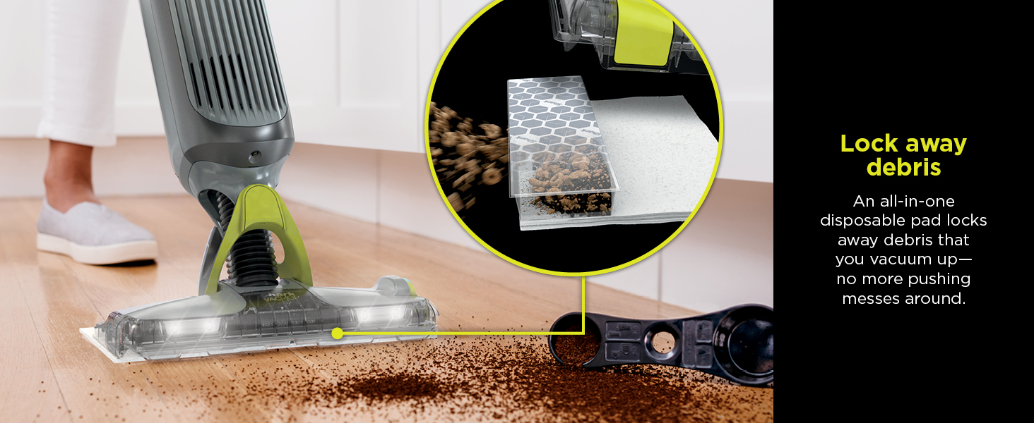Shark VACMOP Cordless Hard Floor Cleaner, Vacuum and Spray Mop, Powerful Suction, Lightweight, LED Headlights, Includes 4 Disposable Pads, 12oz Multi-Surface Cleaning Solution, Gray, VM252 detail 1