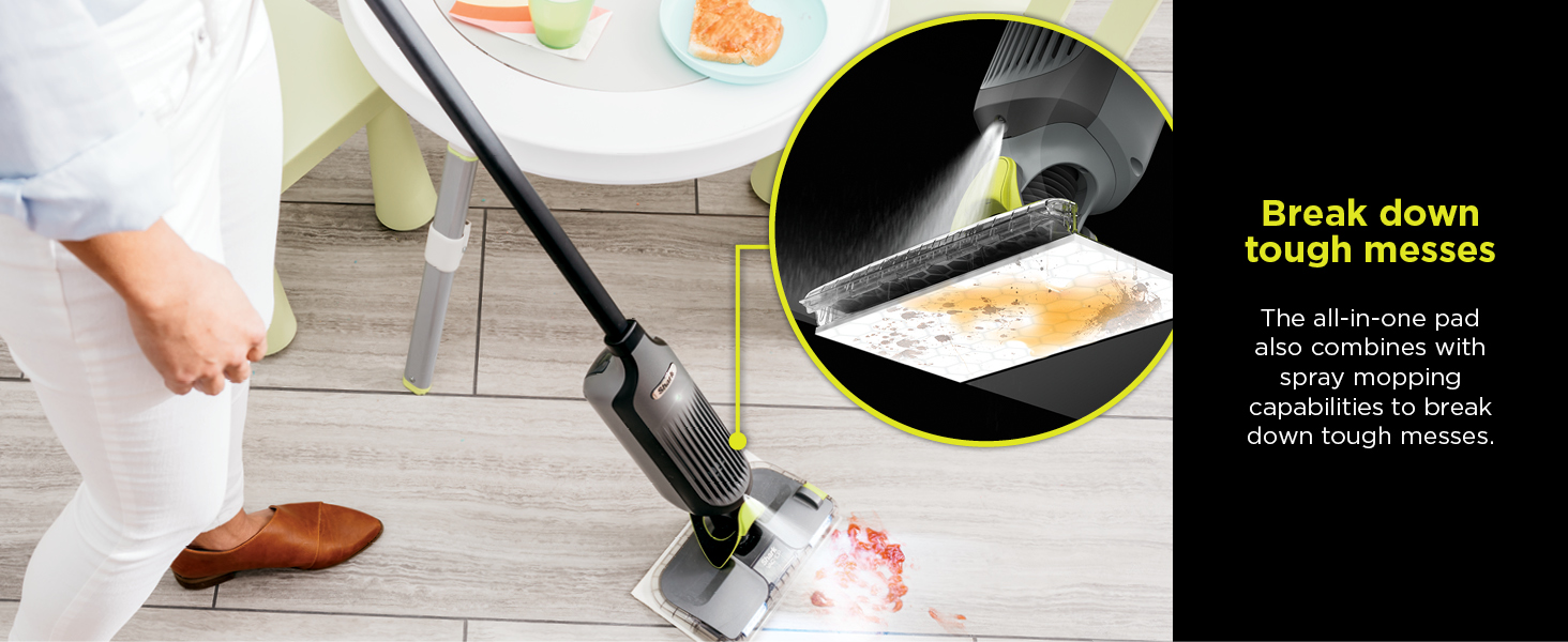 Shark VACMOP Cordless Hard Floor Cleaner, Vacuum and Spray Mop, Powerful Suction, Lightweight, LED Headlights, Includes 4 Disposable Pads, 12oz Multi-Surface Cleaning Solution, Gray, VM252 detail 2