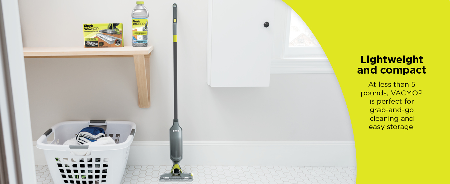 Shark VACMOP Cordless Hard Floor Cleaner, Vacuum and Spray Mop, Powerful Suction, Lightweight, LED Headlights, Includes 4 Disposable Pads, 12oz Multi-Surface Cleaning Solution, Gray, VM252 detail 14