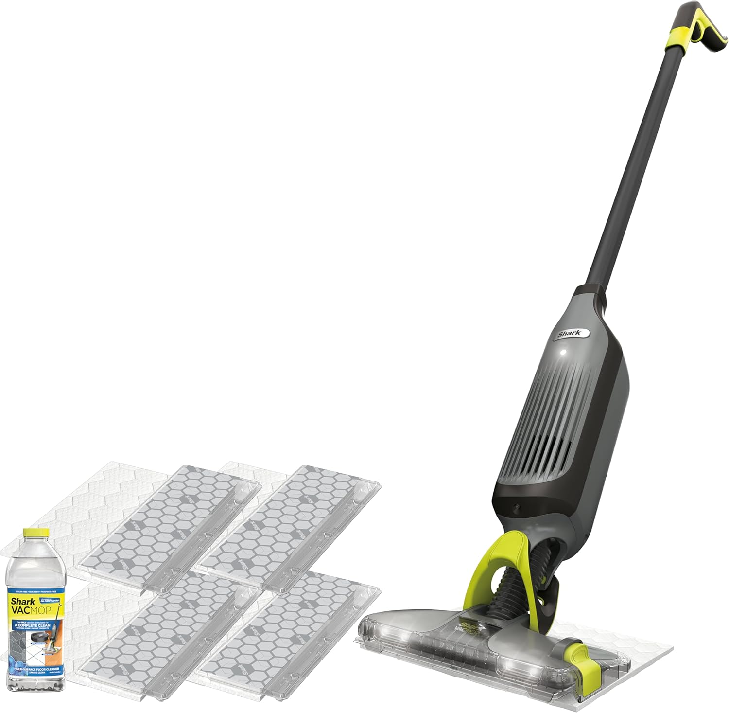 Shark VACMOP Cordless Hard Floor Cleaner, Vacuum and Spray Mop, Powerful Suction, Lightweight, LED Headlights, Includes 4 Disposable Pads, 12oz Multi-Surface Cleaning Solution, Gray, VM252 detail 16