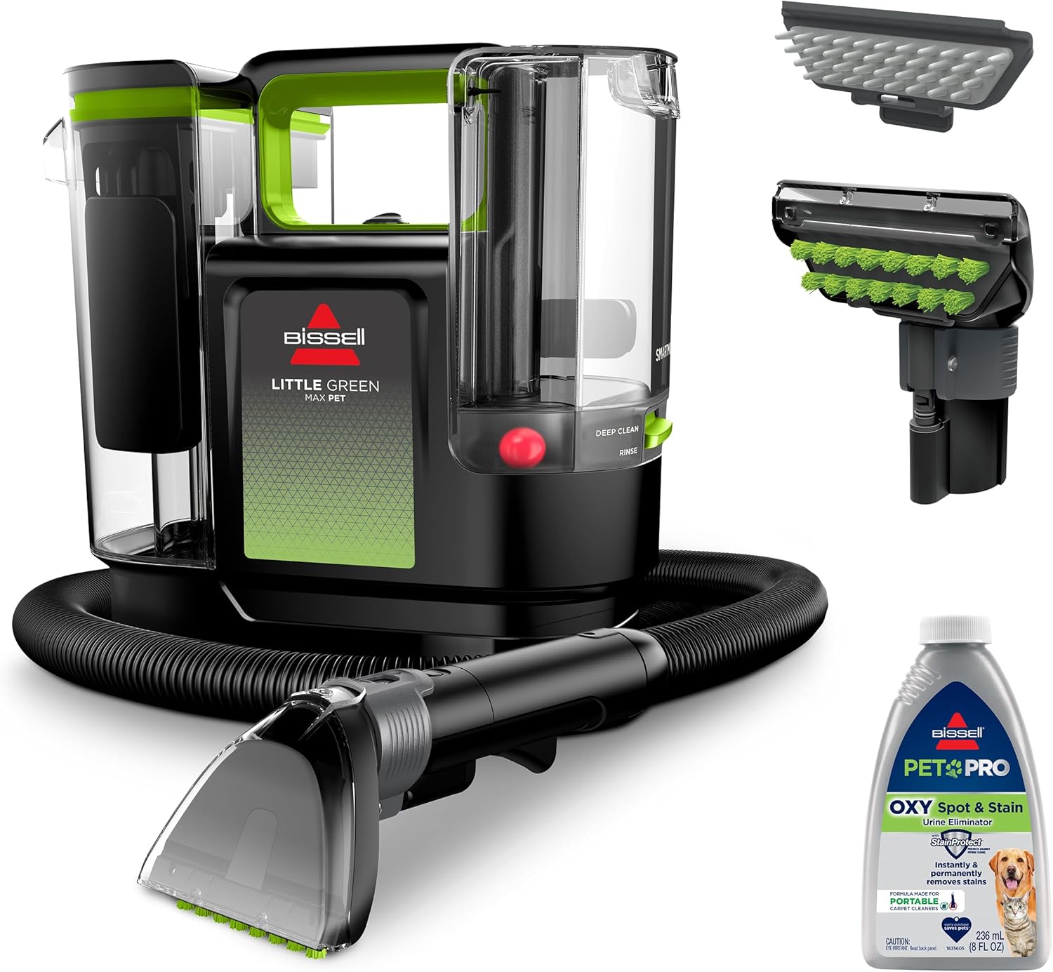 BISSELL® Little Green® Max Pet SmartMix Portable Carpet and Upholstery Deep Cleaner, Car/Auto Detailer, with SmartMix Technology, Self-Cleaning Tough Stain Tool and Pet Hair Removal Tool, 38572 detail 14