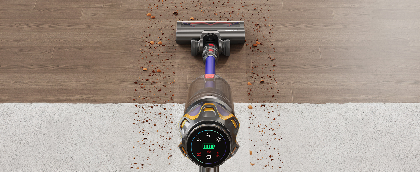 Cordless Vacuum Cleaner, Upgraded 650W 55KPA 70Mins Cordless Stick Vacuum Cleaner with Self-Standing and Touch Screen, Anti-tangle Wireless Vacumm, Vacuum Cleaners for Home/Pet Hair/Carpets/Floors detail 5