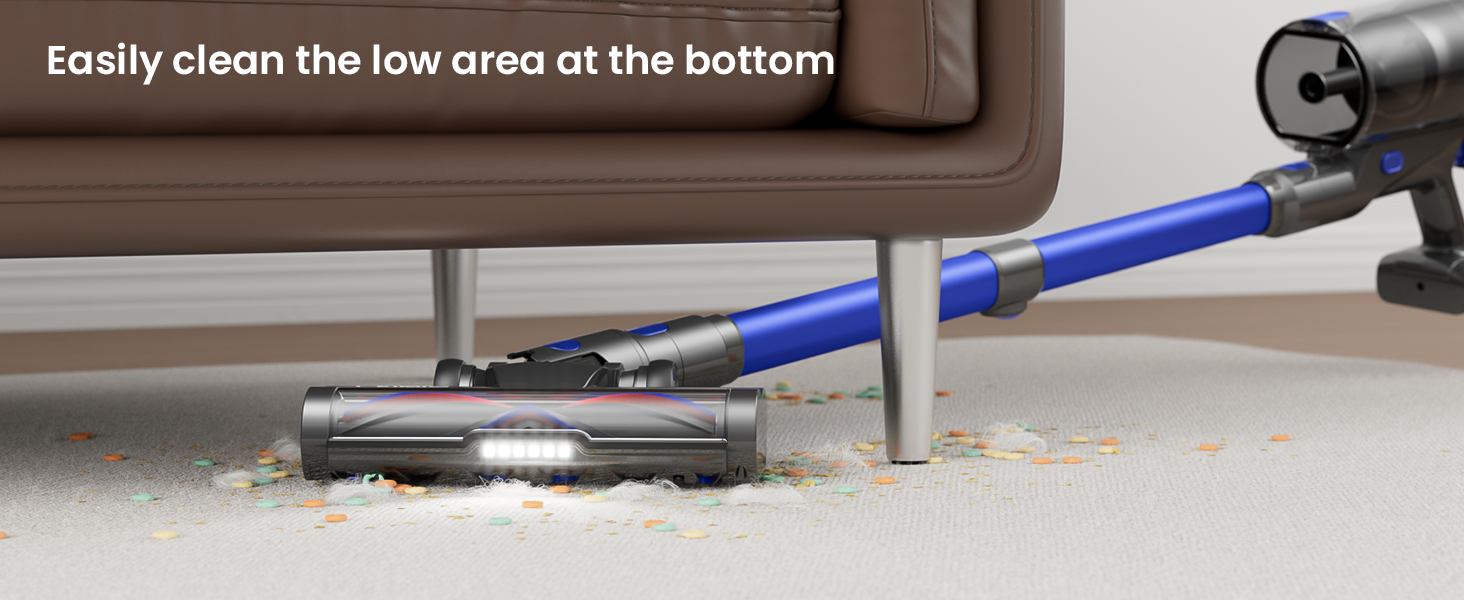 Cordless Vacuum Cleaner, Upgraded 650W 55KPA 70Mins Cordless Stick Vacuum Cleaner with Self-Standing and Touch Screen, Anti-tangle Wireless Vacumm, Vacuum Cleaners for Home/Pet Hair/Carpets/Floors detail 10