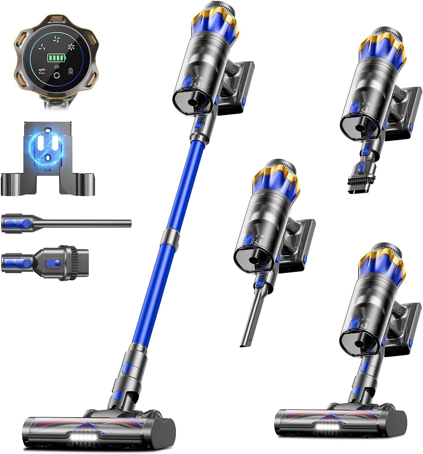 Cordless Vacuum Cleaner, Upgraded 650W 55KPA 70Mins Cordless Stick Vacuum Cleaner with Self-Standing and Touch Screen, Anti-tangle Wireless Vacumm, Vacuum Cleaners for Home/Pet Hair/Carpets/Floors detail 12